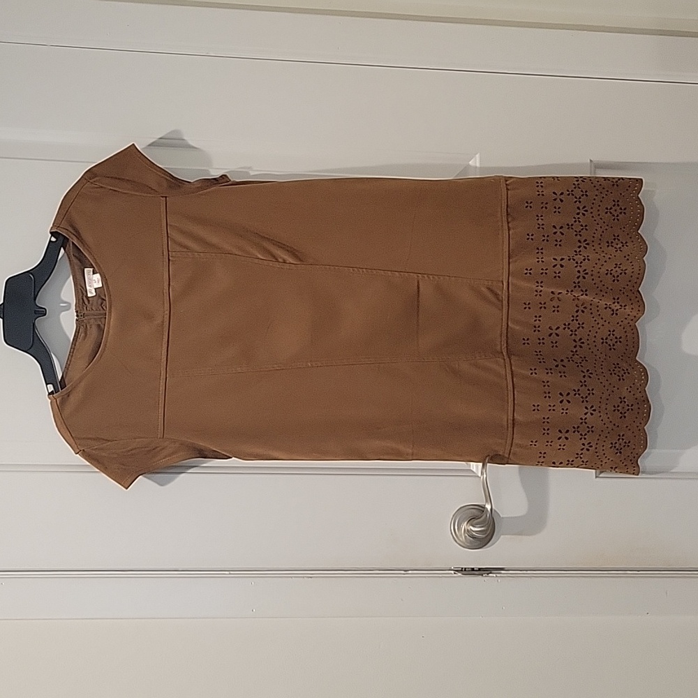 Xhilaration Faux Suede Laser Cut Mini Dress - Camel Brown Size SP